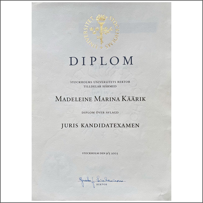Diplom Jurist Madeleine Käärik